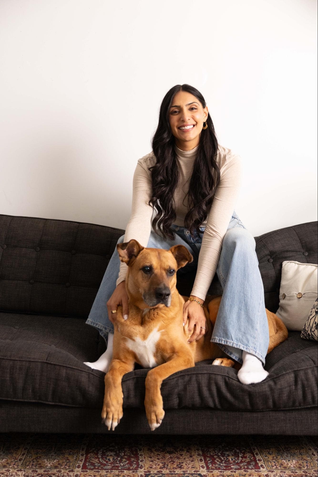 Angeli Sareen at home with her dog